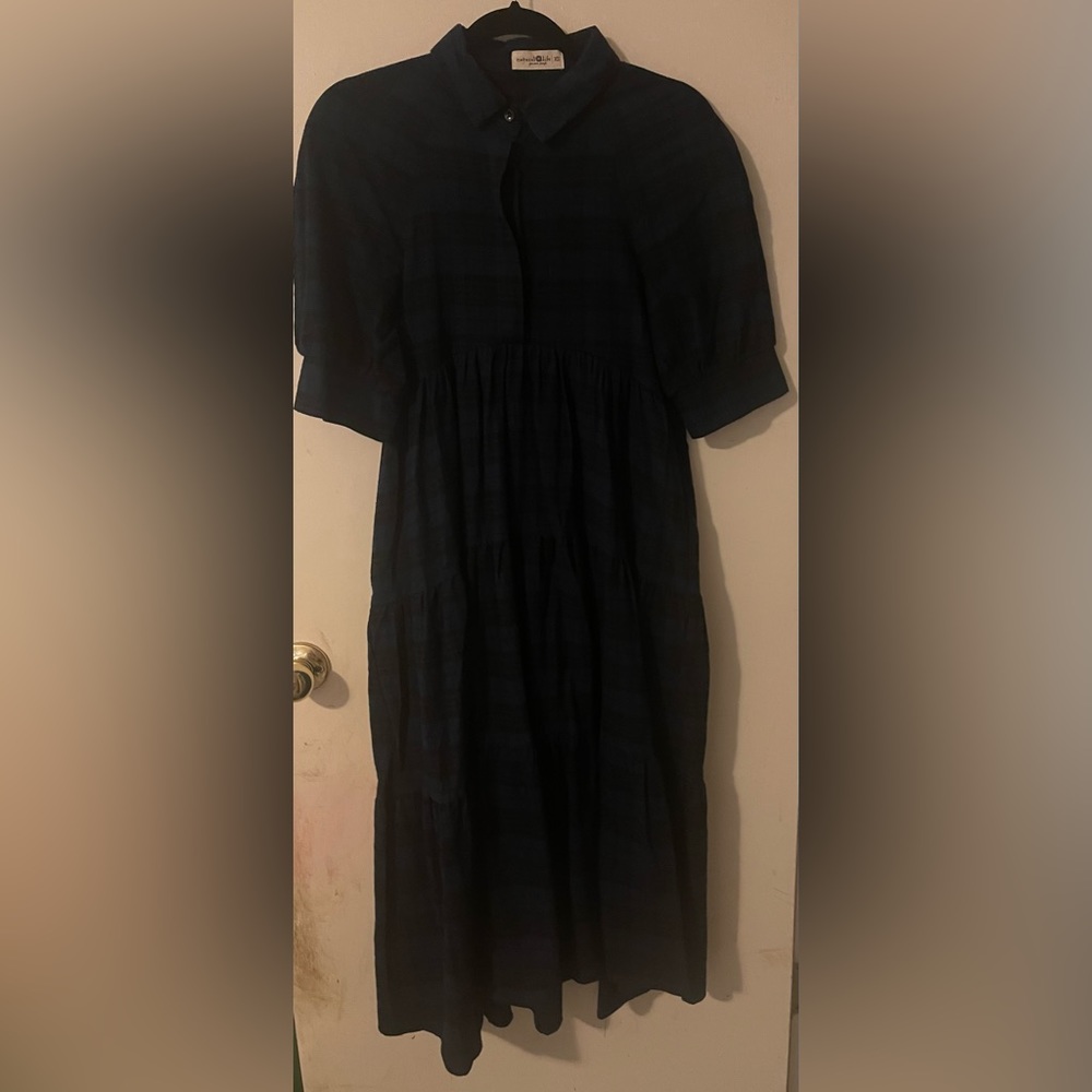 Natural Life Rebeca Tiered dress. Blue and black plaid. Size XS.